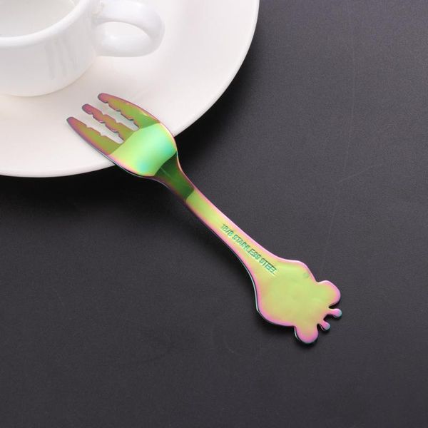 

forks baby cartoon giraffe stainless steel spoon children dinner tableware (golden)