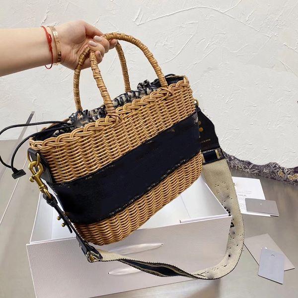 

luxury herme handbags and storage 2021 new female family d with rattan woven summer straw mrs. chen one shoulder portabl