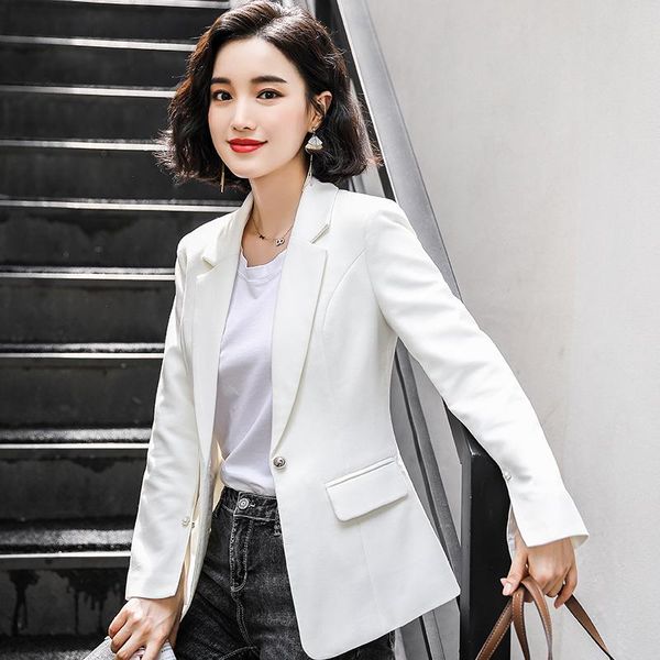 

korean stylish ladies blazer solid white casual loose suit jacket simple abrigos retro party women large size mm60nxz women's suits & b, White;black