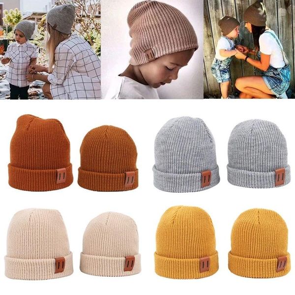 

caps & hats winter mommy and me matching knitted beanies kids hat women boy girl knit, Yellow