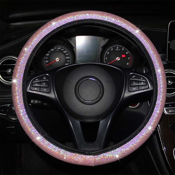 

steering wheel covers bling car cover pu leather crystal elastic protective sleeve automobile universal accessories