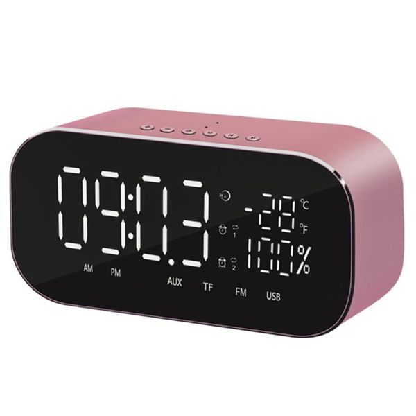 

desk & table clocks s2 portable wireless speaker support temperature lcd display fm radio alarm clock stereo subwoofer music player