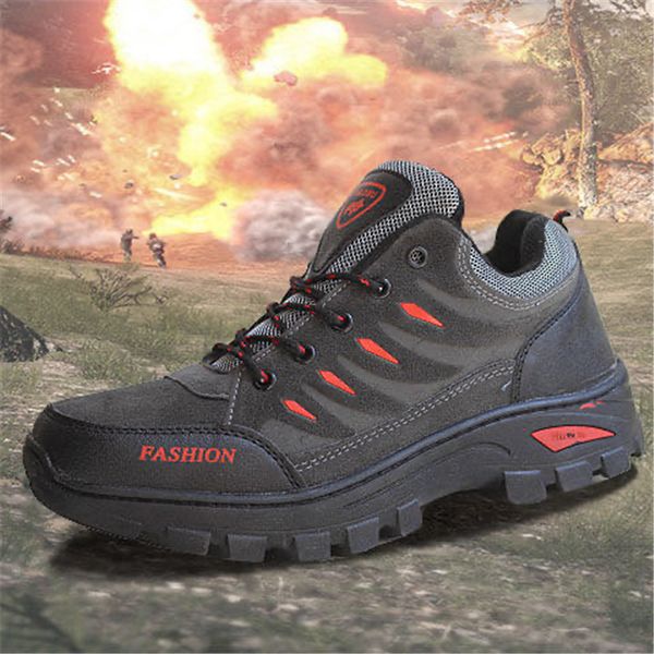 

2021 special men safety steel toe work sports shoes side of sliding f11 plane red gray black training boot 36~45