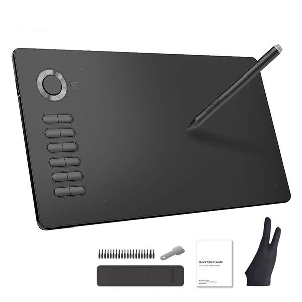 Veikk A15 desenho tablet 10x6 polegada gráfico caneta pad com stylus passivo de bateria 12 chaves de atalho