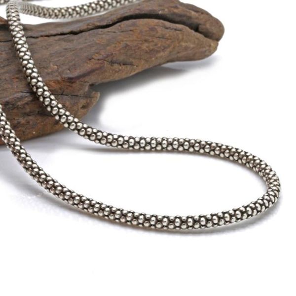 

real pure silver popcorn necklace men women thai corn male s925 sterling long retro chain jewelry chains