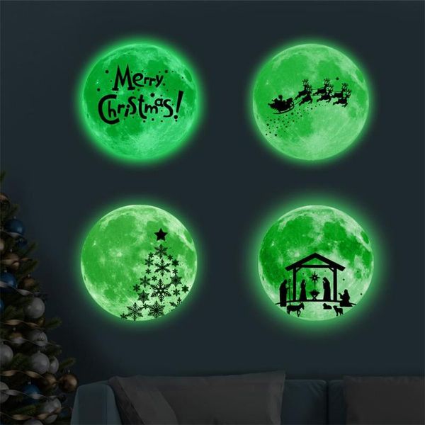 

wall stickers 30cm luminous moon 3d sticker for kids room living bedroom home decor decals glow in the dark christmas decoration