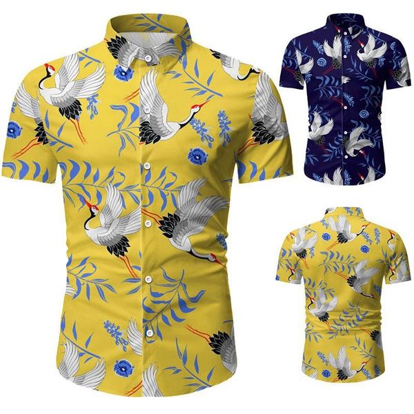

men's casual shirts ropa de hombre 2021 summer product printed shirt short-sleeved flower, White;black