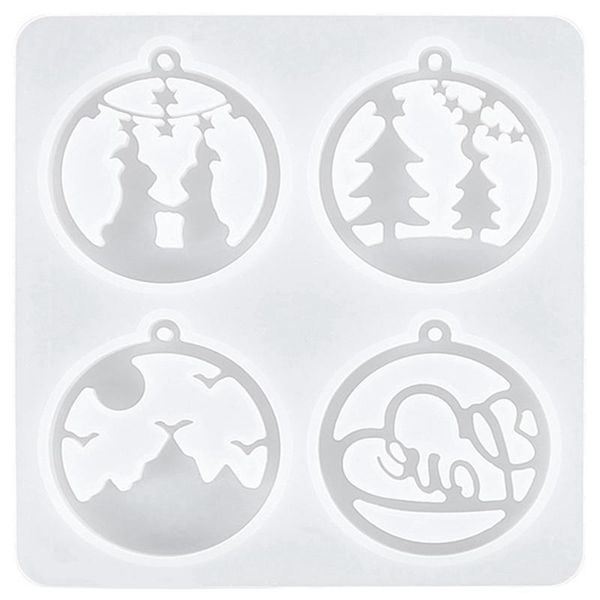 

keychains 16pcs diy crystal epoxy christmas series keychain pendant earring resin silicone, Silver