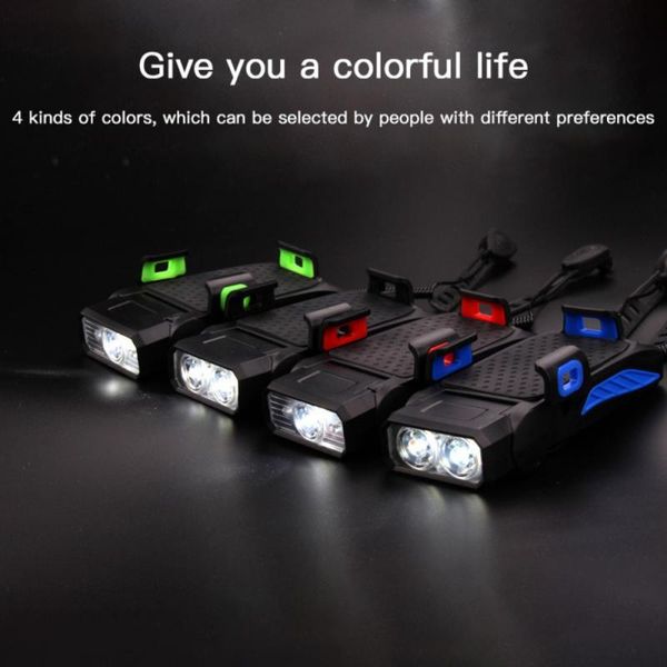 

multi-function 4 in 1 bicycle light bike alarm horn phone holder power bank accessories cycling front lights