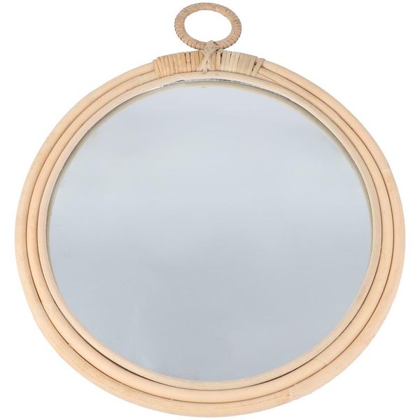 

mirrors 1pc rattan mirror wall hanging makeup pographic dressing mirror(khaki)