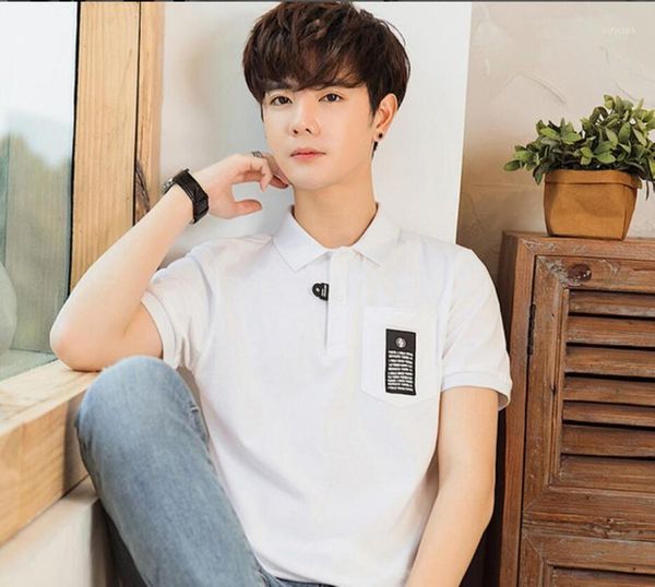 

men's casual shirts zng 2021 fashion classic men polos shirt summer short sleeve mens solid cotton, White;black