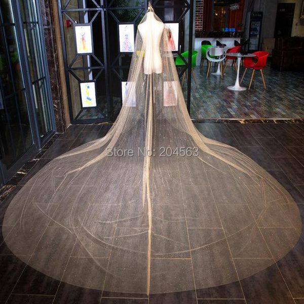 

bridal veils 2021 luxury champagne wedding veil cathedral bulingbuling for bride with comb yxxl, Black