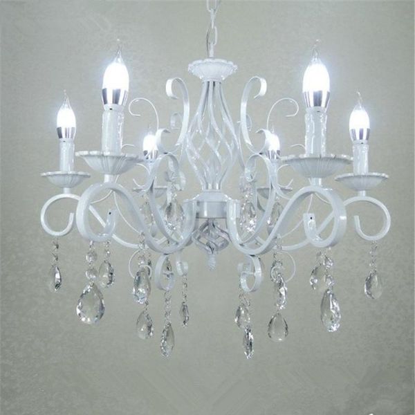 

vintage wrought iron crystal chandelier e14 candle lights lighting fixture retro white metal ceiling lamp ming chandeliers
