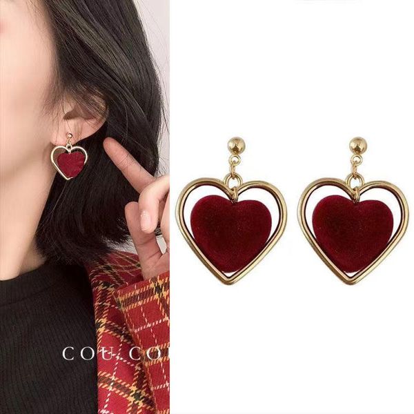 

stud heart earrings 2021 trendy jewelry korean fashion aesthatic grunge for women earring wholesale gift, Golden;silver