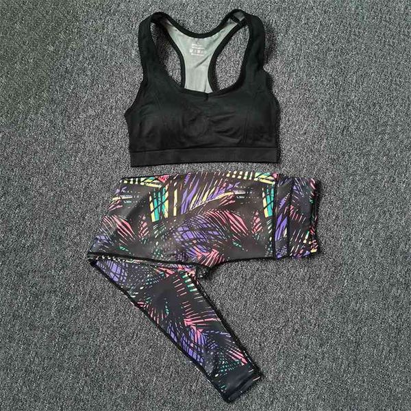 

women's sports suits gym clothing yoga set running fitness bra+yoga pants workout sets spring summer autumn sport wear 210802, Gray