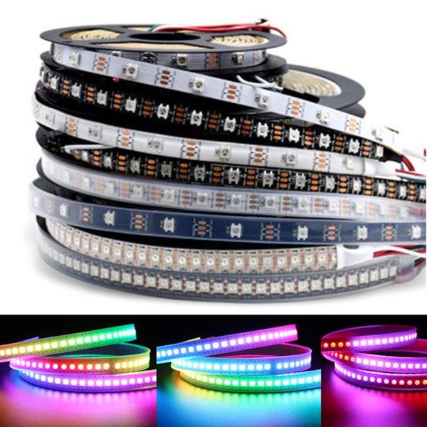 

strips 2021 ws2812b smart rgb led strip individually addressable ws2812 light 30/60/144pixel black/white pcb waterproof ip30/65/67 dc5v