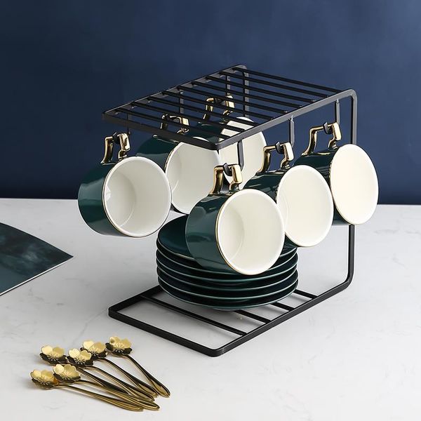 

cups & saucers luxury nordic cup creative handmade ceramic saucer spoon set gold rim tazas de cafe home drinkware db60bd