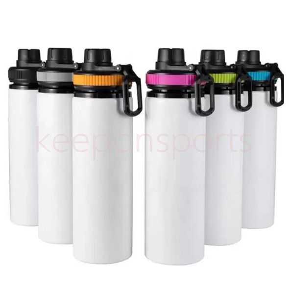 

diy sublimation blanks white water bottle mug cups singer layer aluminum tumblers drinking cup with lids 5 colors 600ml 20oz sxm3ch1