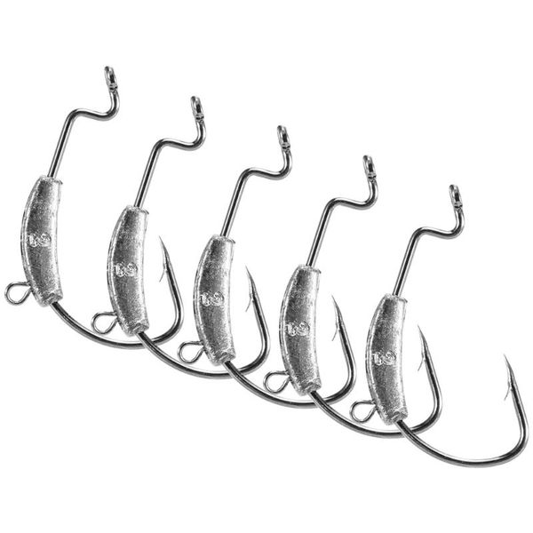 

fishing hooks 5 pcs jig head barbed hook 1.5g 2.5g 3.5g 4g carbon steel tackle