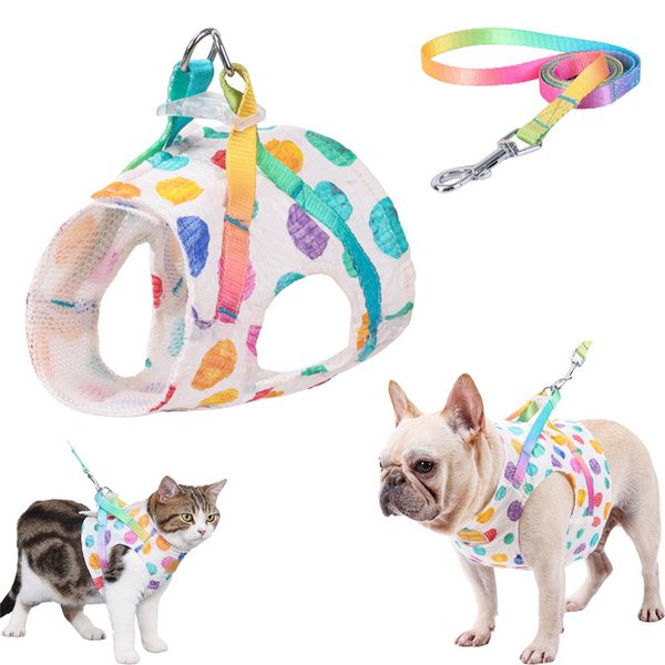 

dog collars harness vest for small medium dogs cats pet summer fashion dot harnesses french bulldog puppy kitten accessories