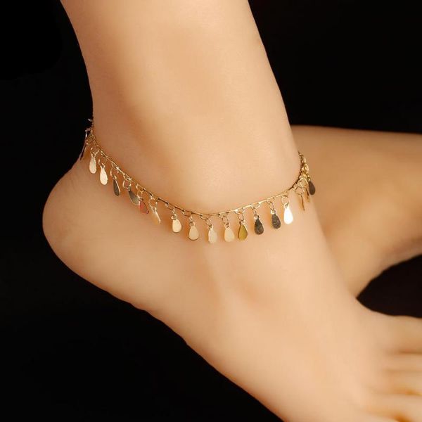 

anklets bohemian water drop ankle bracelet for women leg chain leafs tassel anklet summer beach foot jewelry accessories, Red;blue
