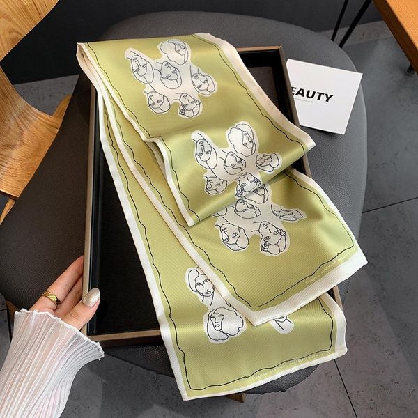 

scarves luxury print silk scarf women double big tying hair band female spring narrow long scarfs ladies sj490, Blue;gray