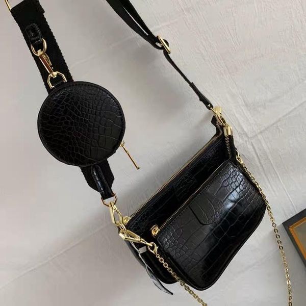 

shoulder bags alligator print women bag luxury designer wide strap crossbody chain sling pu leather ladies 3 set handbag