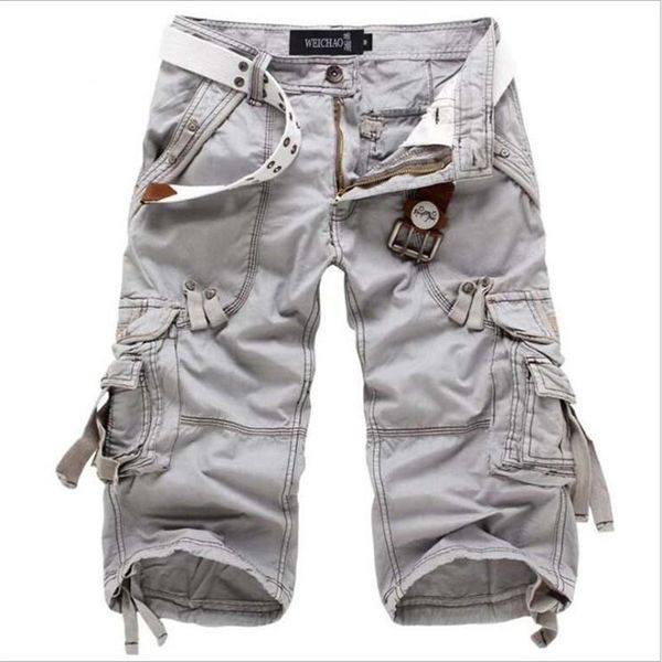 

8 colors plus size 29-48 brand summer camouflage loose cargo shorts men camo short pants homme no belt 210712, White;black