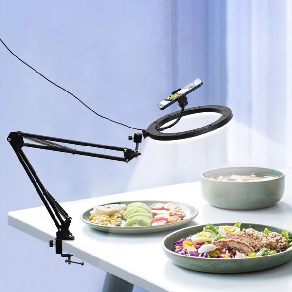 

selfie monopods profissional led ring light camera phone usb lamp pography 26cm with long arm holder stand for youtube