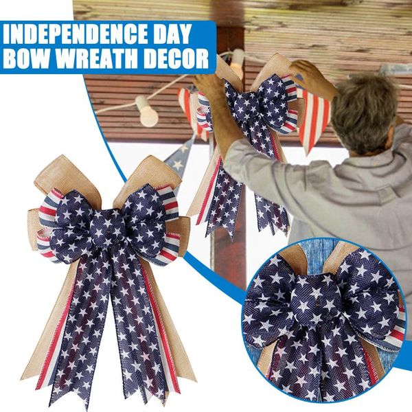 

decorative flowers & wreaths bow garland us flag patters independence day patriotic stars wreath indoor outdoor decorations hanging