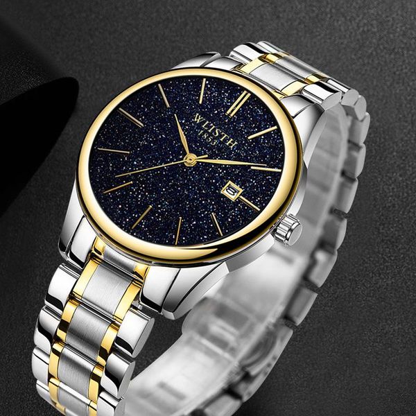

wristwatches montre homme 2021 star watch men calendar word waterproof simple male quartz wristwatch anniversary gifts for husband, Slivery;brown
