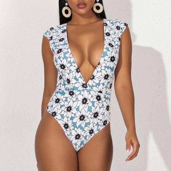 

women jumpsuit one-piece suit v-neck swimsuit floral print bikini beachwear charming ladies swimwear bodysuit sundress suits