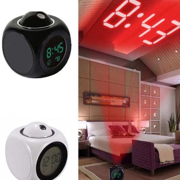 

multifunction digital alarm clock with voice talking led projection temperature smart home control