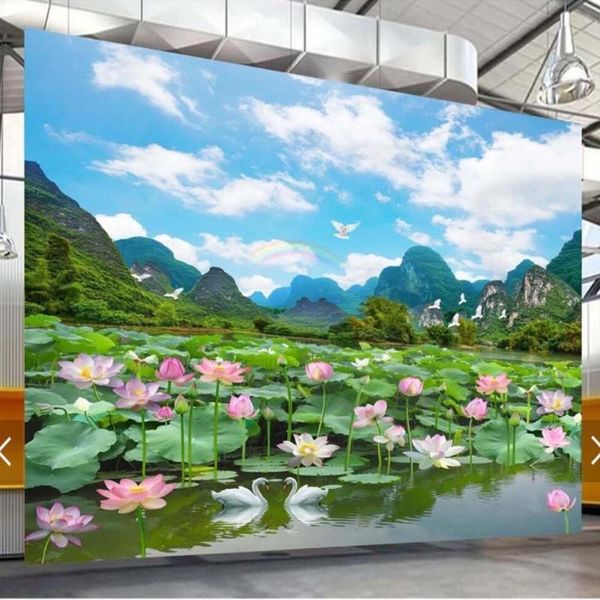 

wallpapers 3d blue sky waterlily lake po wallpaper mural print wall paper rolls for living room bedroom decor luxury canvas