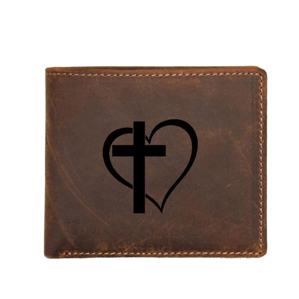 

wallets heart jesus god love engraved leather wallet men purse small coin pocket card holders custom name fashion, Red;black
