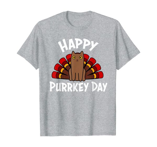 

thanksgiving happy purrkey day cat turkey funny pun gift t-shirt, White;black