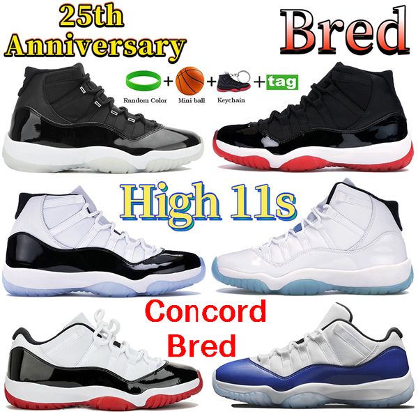 

11 11s high low basketball shoes 25th anniversary white bred concord 45 legend blue sneakers men women sports trainers