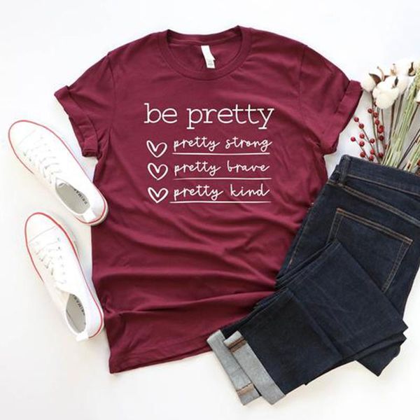 

women's t-shirt be pretty strong brave kind harajuku t shirt women christian clothing woman 90s grunge aesthetic kaeaii clothes dropshi, White