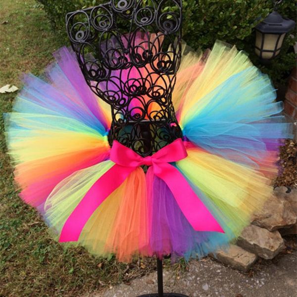 

skirts rainbow girls tutu skirt fluffy birthday party baby kids tulle princess ballet dance girl children costumes, Blue