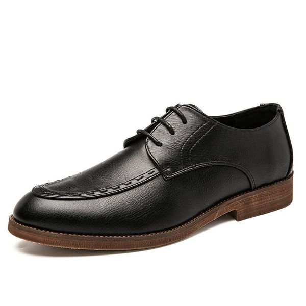 

dress shoes men's leather fashion elegant formal wedding office oxford laces, Black