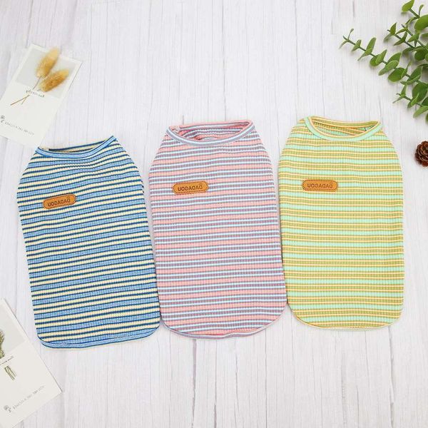 

spring and pet color stripe vest small dog thinner than bear cat summer clothing