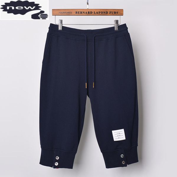 

2021 fashion tb thom brand casual shorts men summer cotton sports trousers hip hop knee length harem jogger track pants j1208, White;black