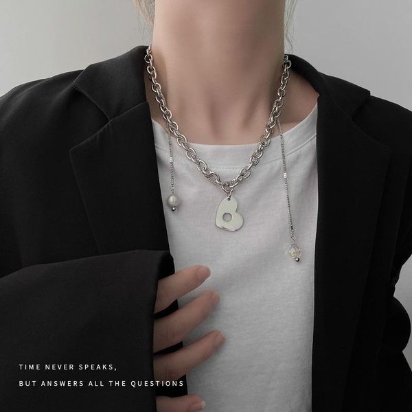 

chains artificial pearl necklaces women love heart necklace woman hollow layered clavicle chain cool korean metal silver color brincos