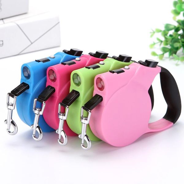 

dog collars & leashes pet accessories automatic retractable leash roulette for dogs led flashing nylon traction rope night walking leads