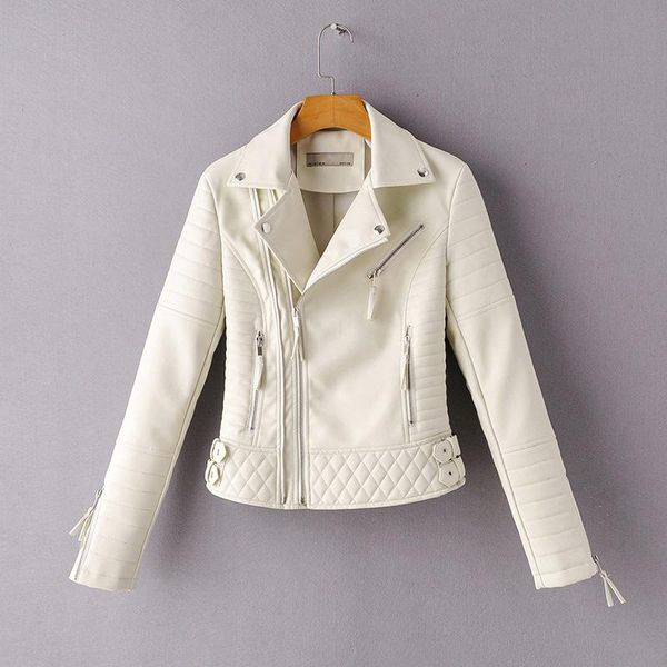 

women's leather & faux 2022 autumn women pu soft jacket streetwear punk style female black motorcycle biker turn down collar coat