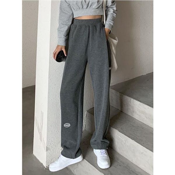 

women's pants & capris yghan sports korean fashion gray jogging sweatpants women oversize loose joggers trousers female high waist, Black;white