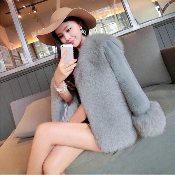 

women's fur & faux short slim thickened fashion winter thick warm teddy coat women jacket turn-down collar covered button, Black