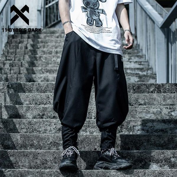 

men's pants 11 bybb's dark hip hop loose casual men joggers 2021 spring streetwear fashion harem trousers techwear wide leg sweatp, Black
