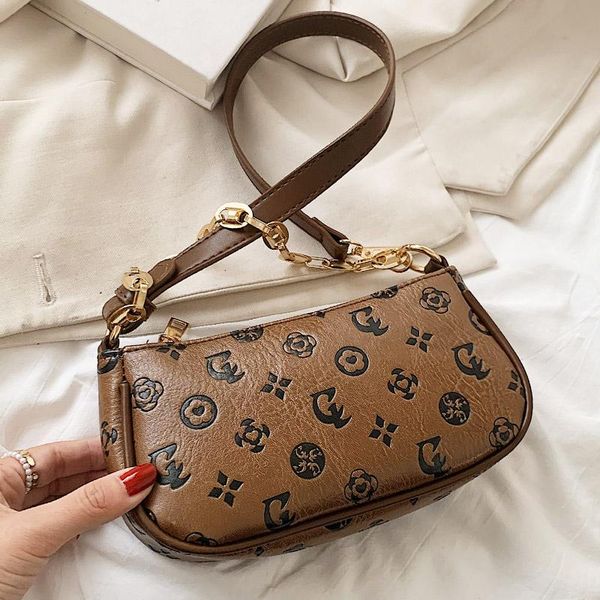 

evening bags vintage small shoulder for women brand pu leather mini handbag and purse female chain retro armpit bag classic ladys hobo
