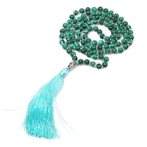 

pendant necklaces balibali vintage women necklace maxi natural stone buddha pendants handmade long tassel femme collier erkek bijoux, Silver